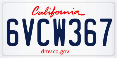 CA license plate 6VCW367