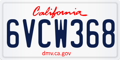 CA license plate 6VCW368