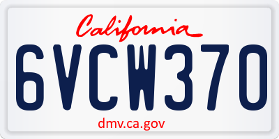 CA license plate 6VCW370