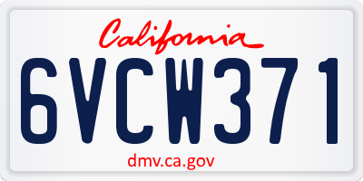CA license plate 6VCW371