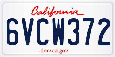 CA license plate 6VCW372