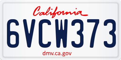 CA license plate 6VCW373