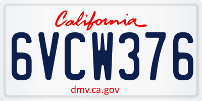 CA license plate 6VCW376