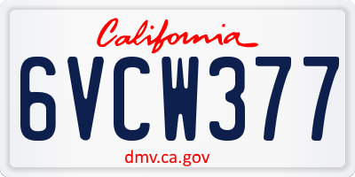 CA license plate 6VCW377
