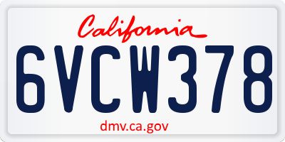 CA license plate 6VCW378