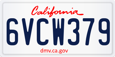 CA license plate 6VCW379