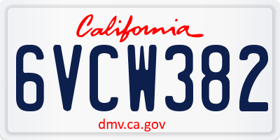 CA license plate 6VCW382