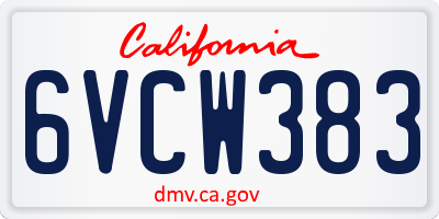 CA license plate 6VCW383