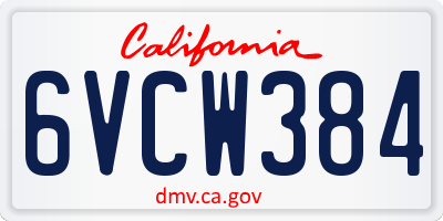 CA license plate 6VCW384