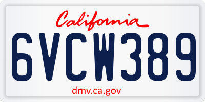 CA license plate 6VCW389