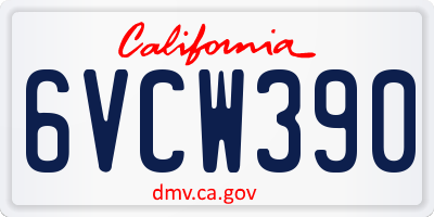 CA license plate 6VCW390