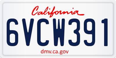 CA license plate 6VCW391