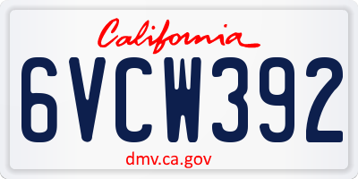 CA license plate 6VCW392