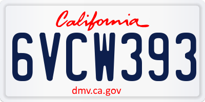 CA license plate 6VCW393
