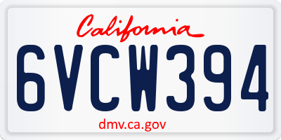 CA license plate 6VCW394