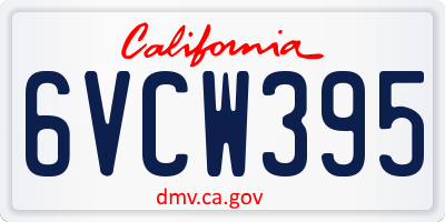 CA license plate 6VCW395