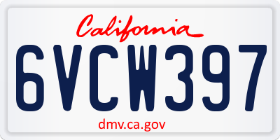 CA license plate 6VCW397
