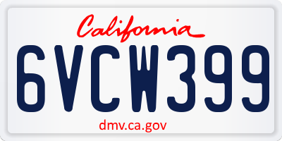 CA license plate 6VCW399