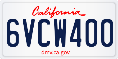 CA license plate 6VCW400