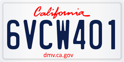 CA license plate 6VCW401