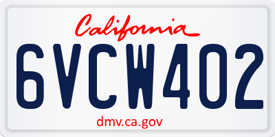 CA license plate 6VCW402