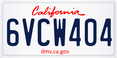 CA license plate 6VCW404