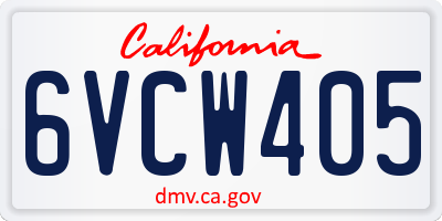 CA license plate 6VCW405
