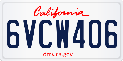 CA license plate 6VCW406