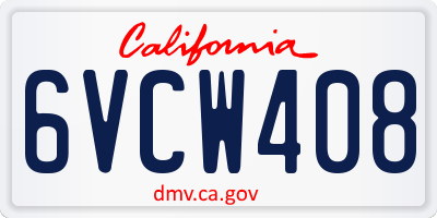 CA license plate 6VCW408