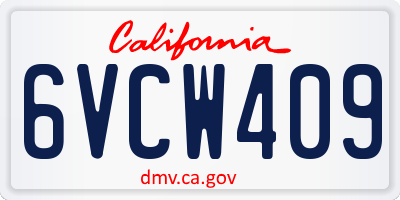 CA license plate 6VCW409
