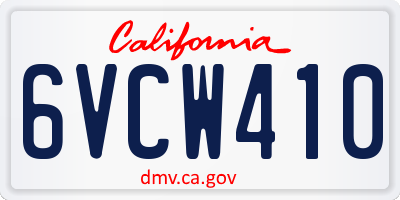 CA license plate 6VCW410
