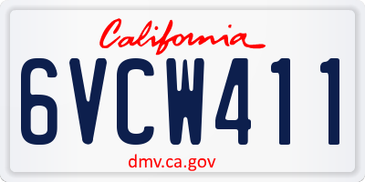 CA license plate 6VCW411