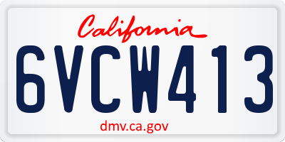 CA license plate 6VCW413