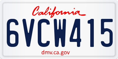 CA license plate 6VCW415