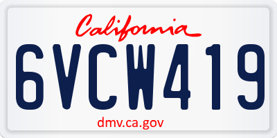 CA license plate 6VCW419