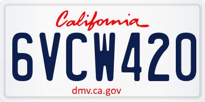 CA license plate 6VCW420