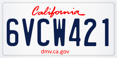 CA license plate 6VCW421