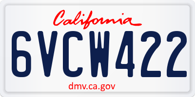 CA license plate 6VCW422