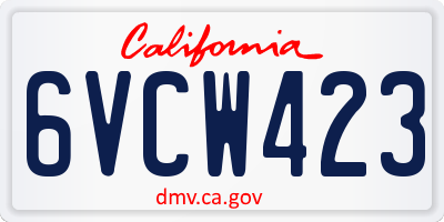 CA license plate 6VCW423
