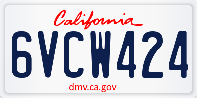CA license plate 6VCW424