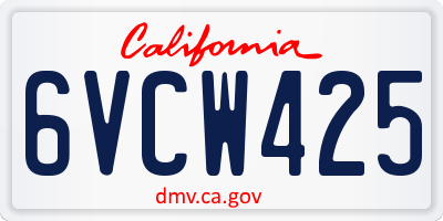 CA license plate 6VCW425