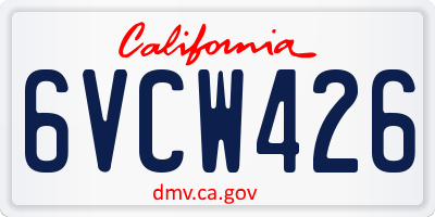 CA license plate 6VCW426