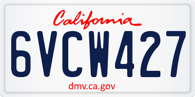 CA license plate 6VCW427