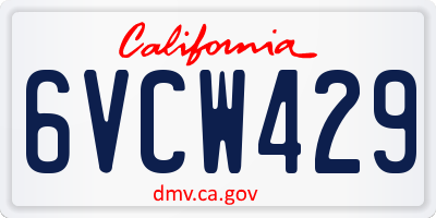 CA license plate 6VCW429