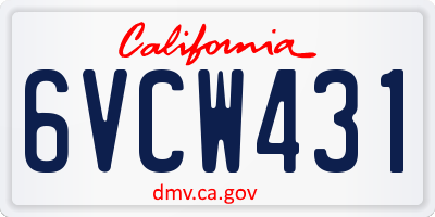 CA license plate 6VCW431