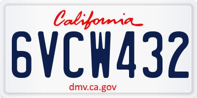 CA license plate 6VCW432