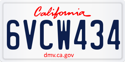 CA license plate 6VCW434