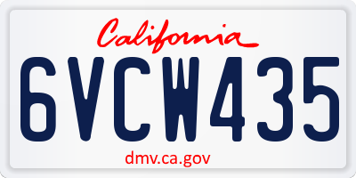 CA license plate 6VCW435