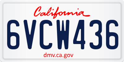 CA license plate 6VCW436