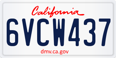 CA license plate 6VCW437